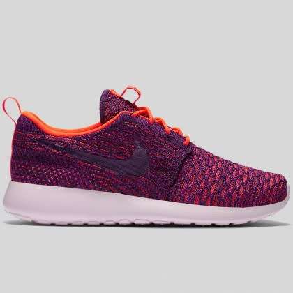 Original Women's NIKE ROSHE ONE FLYKNIT TTL CRIMSON / GRND PURPLE 704927 803 Size UK 4.5 (SA 4.5)