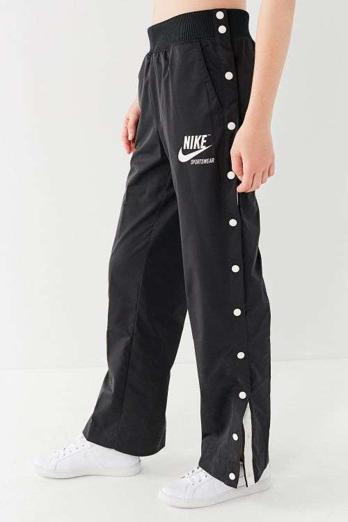 Original NIKE Women's NSW PANT SNAP ARCHIVE Trousers Black AT5480 010 Size Medium