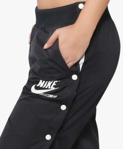 Original NIKE Women's NSW PANT SNAP ARCHIVE Trousers Black AT5480 010 Size Medium