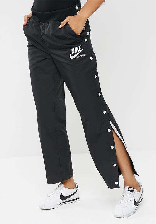 Original NIKE Women's NSW PANT SNAP ARCHIVE Trousers Black AT5480 010 Size Medium