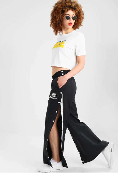 Original NIKE Women's NSW PANT SNAP ARCHIVE Trousers Black AT5480 010 Size Medium