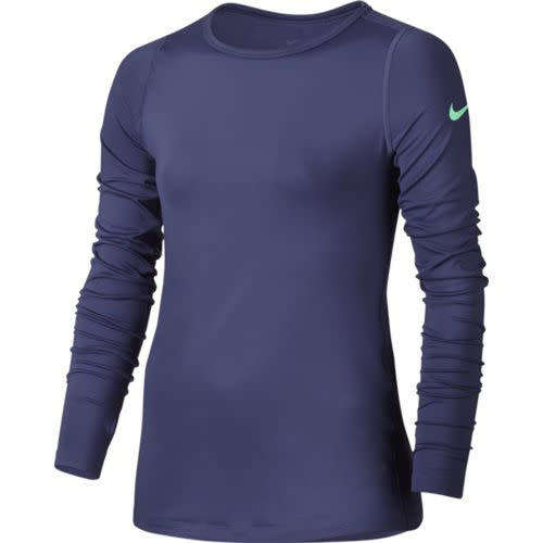 Original NIKE Pro Warm Girls Fitted Long Sleeve Shirt Purple 847098 508 Size Medium