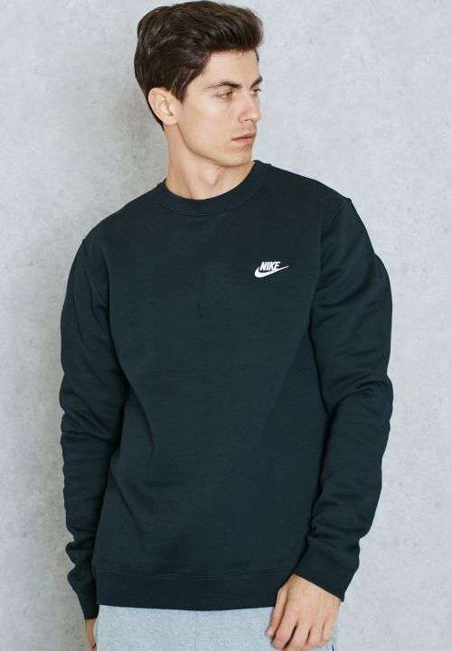 Original Mens NIKE NSW CREW CLUB FLEECE Black 804340 010 Size Medium or Large