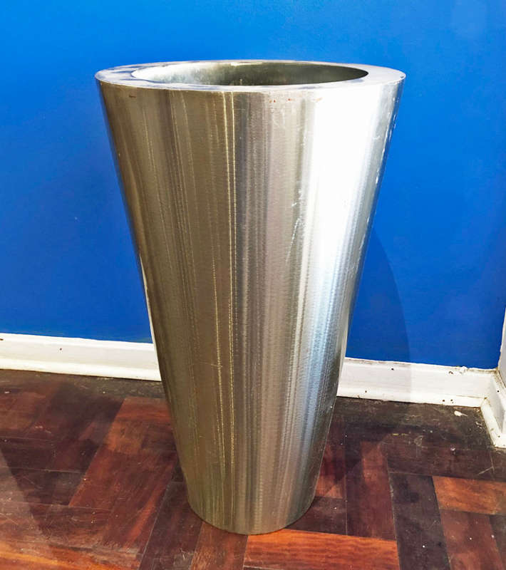 BRUSHED STAINLESS STEEL TAPERED Round Cone PLANTER(70cm)