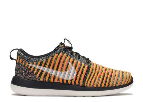 Original Women's NIKE Roshe TWO FLYKNIT 844929 005 Black/White/Mango Size UK 4.5 (SA 4.5)