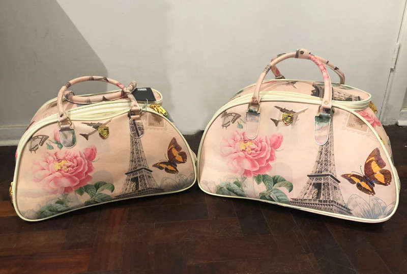 Set Of 2 Duffle Travel Bags with Universal Wheels Paris Themed