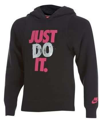 Original Nike GIRL's Just Do It Cropped Hoodie Black AQ6371 010 Size Large