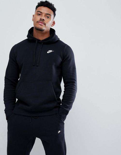 Original Mens Nike Sportswear Hooded Fleece Long Sleeve Top Black 804346 010 Size Medium