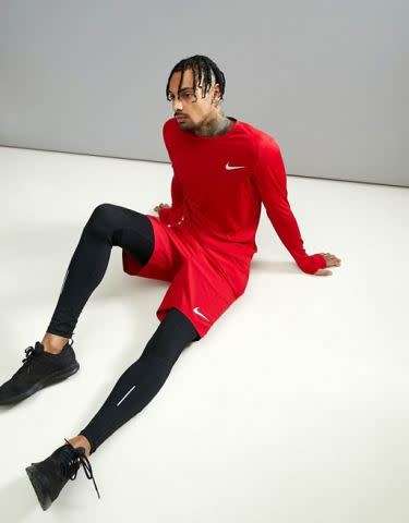 Original Nike DRI-FIT Long-sleeve Running Dry Miler Top in Red AT3949 687 Size Medium