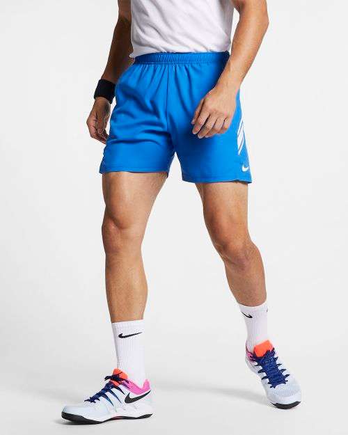 Original Mens Nike COURT 7" Dri-FIT Blue Short 939273 403 Size Medium