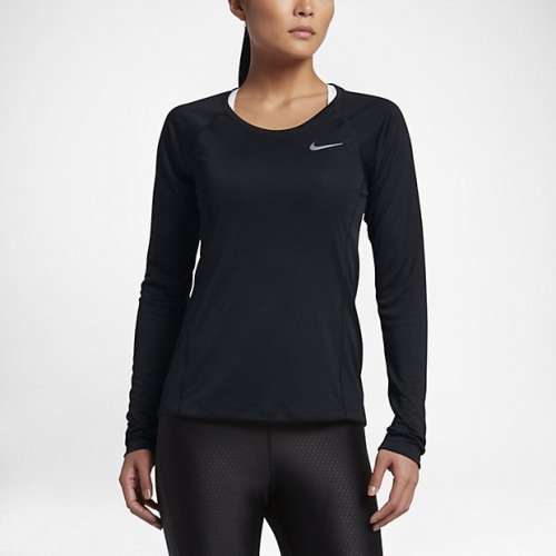 Original Womens NIKE Miler Long Sleeve UV UPF 40 Top Black 874510 010 Size Medium
