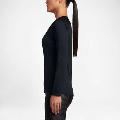 Original Womens NIKE Miler Long Sleeve UV UPF 40 Top Black 874510 010 Size Medium