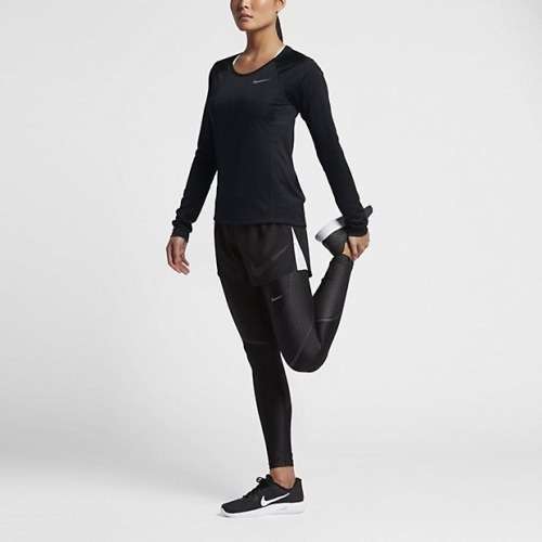 Original Womens NIKE Miler Long Sleeve UV UPF 40 Top Black 874510 010 Size Medium