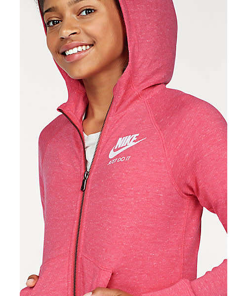 Original NIKE Girls Sportswear Hooded Sweatshirt VINTAGE HOODIE PINK FULL ZIP AT3353 823 Size Large