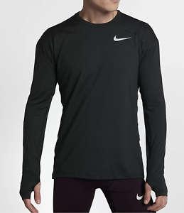Original Nike DRI-FIT Long-sleeve Running Dry Miler Top in Black AT3949 010 Size Medium