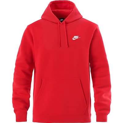 Original Mens Nike Classic Fleece Hoodie RED 804346 657 Size Large