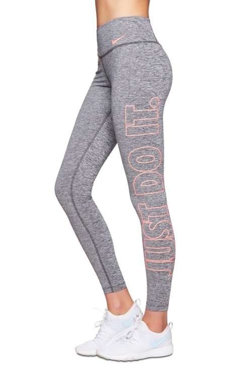 Original Womens NIKE Power Victory (JDI) Tights Charcoal/ Atomic Pink AQ4642 071 Size Medium