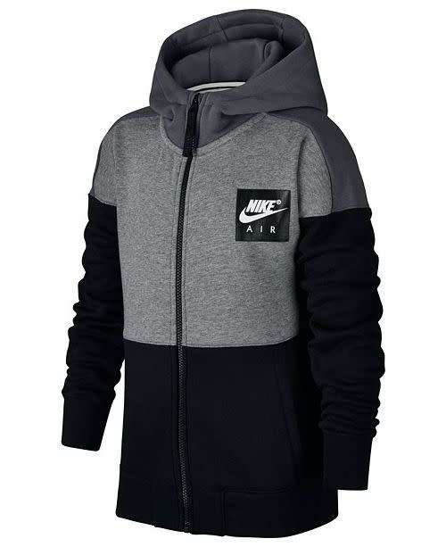 Original Nike AIR Boys Full Zip Hoodie Grey/ Black AT3065 091 Size Large