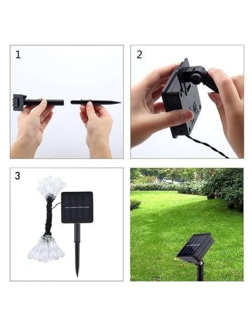 Solar Multicolor String Lights 20 LED Decorative Lighting Crystal Water Drop for Garden Patio