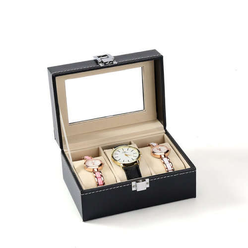 3 Slot PU Leather Watch Display Storage Box Organizer