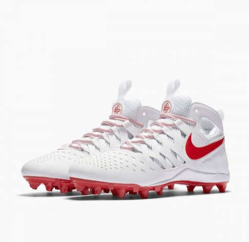 Original Mens Nike Huarache V LAX White/ LT Crimson 807142 161 Size UK 9 (SA 9)