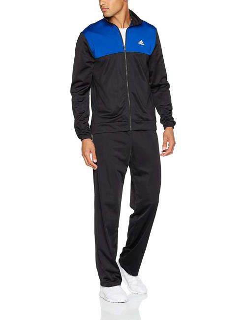 Original Men's ADIDAS BACK 2 BASICS 3-STRIPES TRACK SUIT Blue/Black BQ8362 Size XL