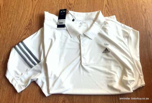 Original Men's ADIDAS Golf Climacool 3-Stripes Polo Shirt White BI3075 Size Extra Large