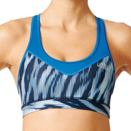 Original Women's adidas Techfit Bra Print blue climalite BK2941 Size Medium