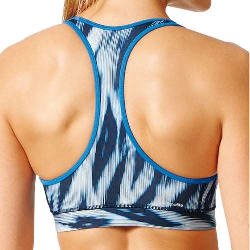 Original Women's adidas Techfit Bra Print blue climalite BK2941 Size Medium