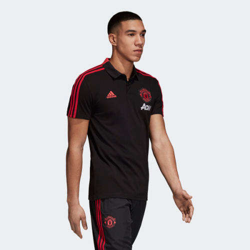 Original Men's adidas Manchester United Polo Shirt Black DP2278 Official Licensed Product Size Large