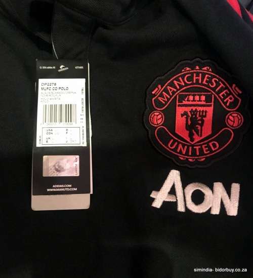 Original Men's adidas Manchester United Polo Shirt Black DP2278 Official Licensed Product Size Large