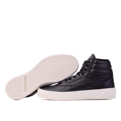 Original Womens Reebok Freestyle Leather Hi Nova Black CN3848 Size UK 4 (SA 4)