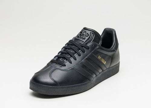 Mens black leather gazelle trainers outlet