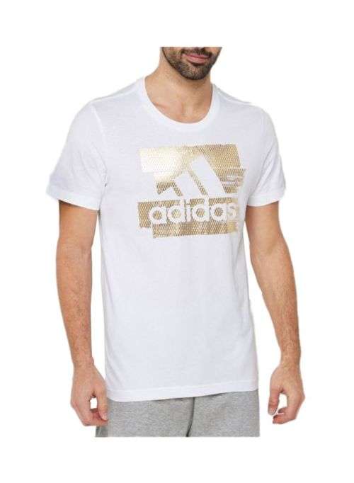 Original Men's adidas Must Have Foil T-Shirt White/ Gold CK7606 Size Large