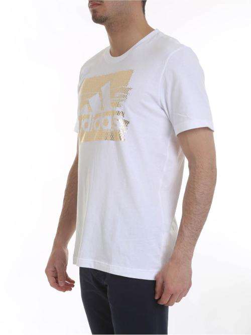 Original Men's adidas Must Have Foil T-Shirt White/ Gold CK7606 Size Large