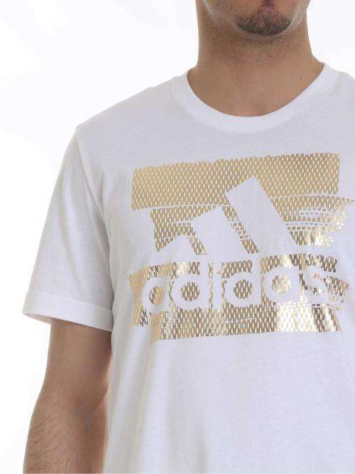 Original Men's adidas Must Have Foil T-Shirt White/ Gold CK7606 Size Large