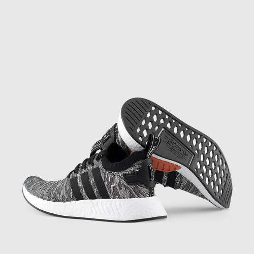 Original Mens adidas NMD_R2 Primeknit Core Black/ White BY9409 Size UK 11 (SA 11)