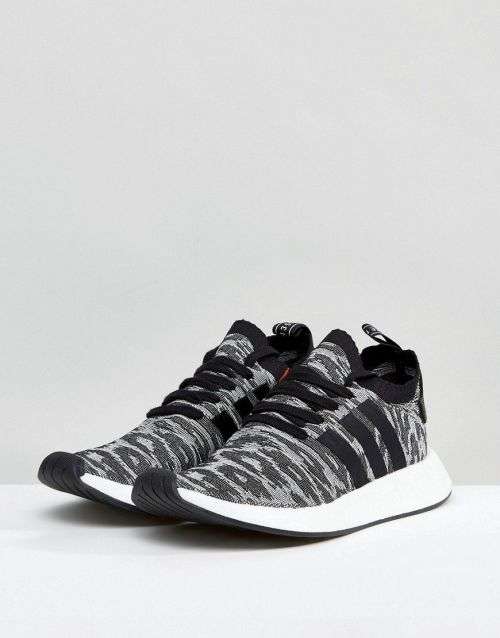 Original Mens adidas NMD_R2 Primeknit Core Black/ White BY9409 Size UK 11 (SA 11)