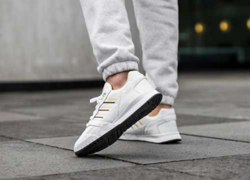 Original Mens adidas A.R Trainers White/Yellow BD7840 Size UK 9 (SA 9)