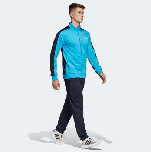 Original Men's ADIDAS ESSENTIALS BASICS TRACK SUIT Blue DV2471 Size Large
