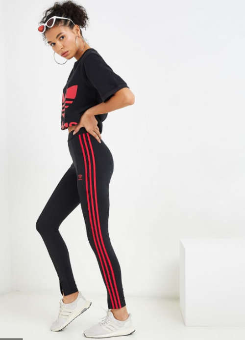 Original Women's adidas 3 STRIPE Sleek Tights Black EC5778 Size Medium