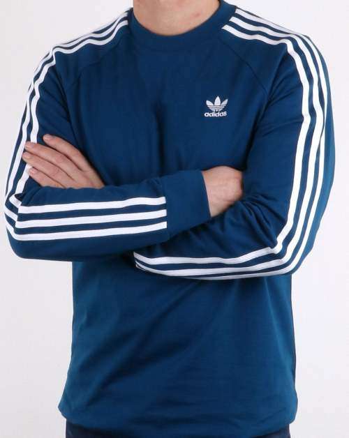 Original Men's adidas 3 Stripes Long Sleeved Tee Legend Marine CK7433 Size Extra Large