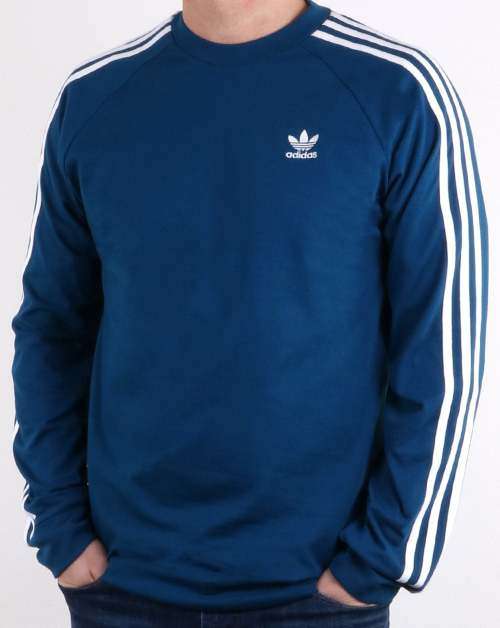 Original Men's adidas 3 Stripes Long Sleeved Tee Legend Marine CK7433 Size Extra Large