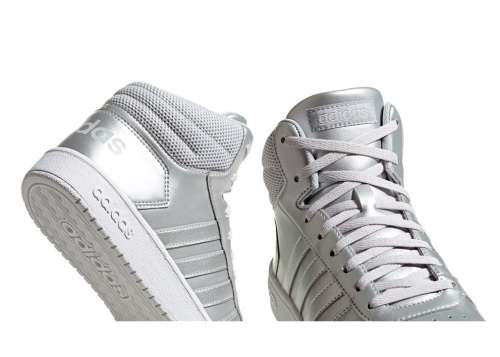 Original Women's adidas Hoops 2.0 Mid Silver EE7857 Size UK 6 (SA 6)