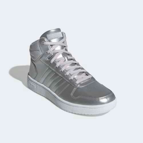 Original Women's adidas Hoops 2.0 Mid Silver EE7857 Size UK 6 (SA 6)