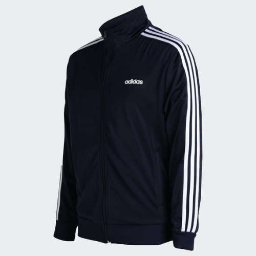 Original Men's adidas ESSENTIALS 3 STRIPES TRICOT TRACK JACKET Black CK7658 Size Large