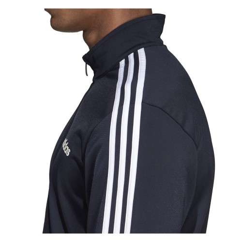 Original Men's adidas ESSENTIALS 3 STRIPES TRICOT TRACK JACKET Black CK7658 Size Large