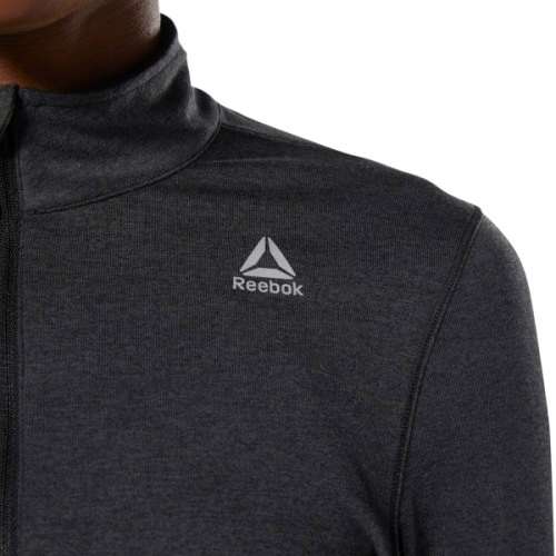 Original Womens Reebok RUNNING ESSENTIALS QUARTER-ZIP TOP BLACK DU4223 Size Medium