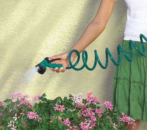 50ft Coiled Hose Pipe with Adjustable Spray Head