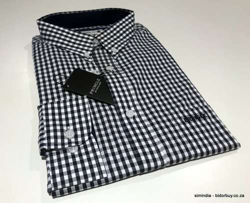 Original Mens PRINGLE Harley Long Sleeves Classic Fit Check Black /White Size Extra Large